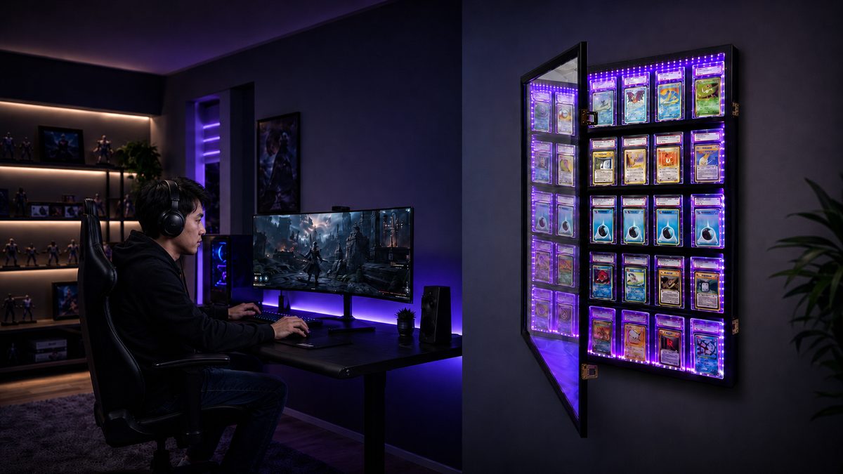 パープルに発光するLED搭載トレカディスプレイケース